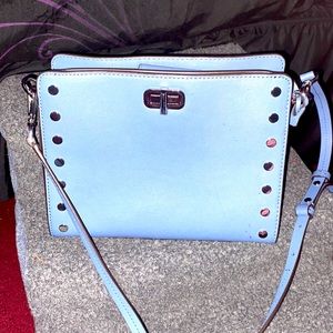 Blue Michael Kors purse with silver stones like new!